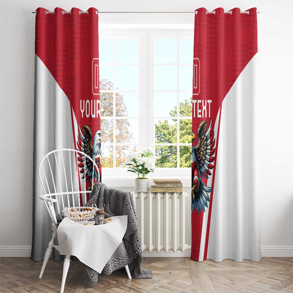 Red and white football window curtains with eagle mascot graphic, floor-length