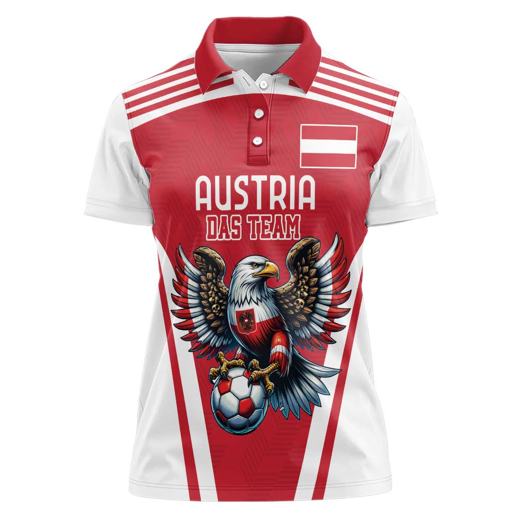 Custom Austria Football Women Polo Shirt Das Team With Eagle Mascot - Wonder Print Shop