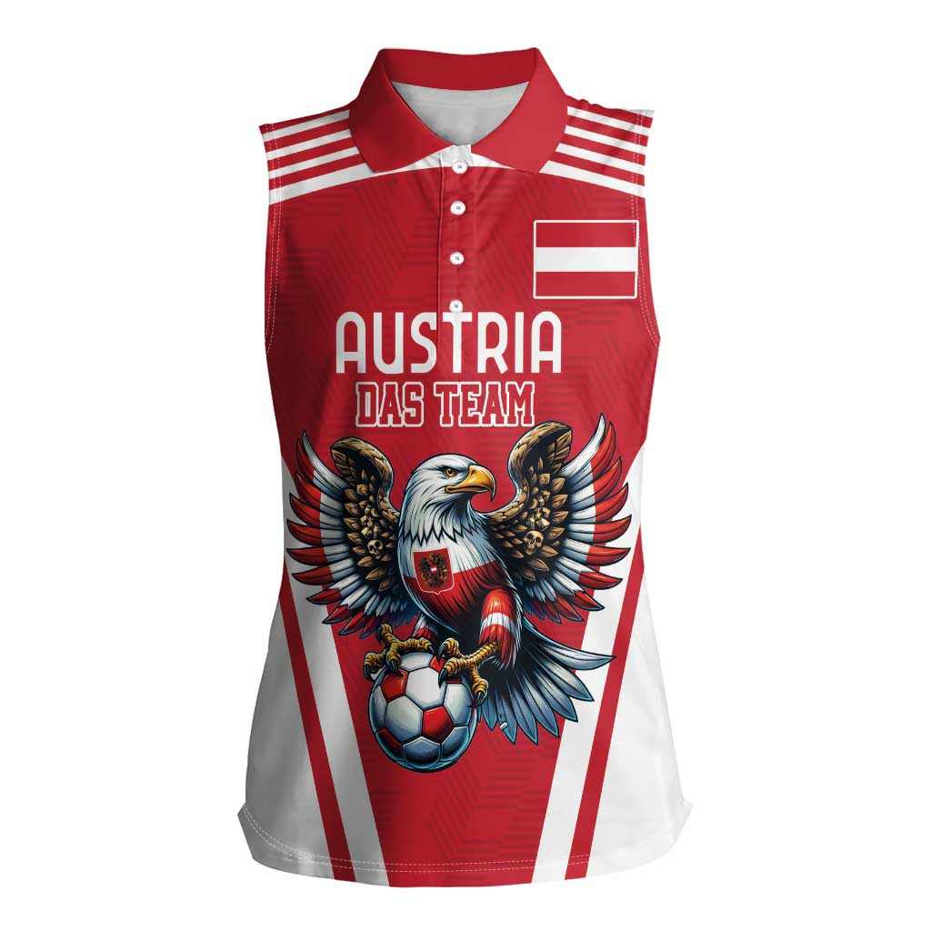 Custom Austria Football Women Sleeveless Polo Shirt Das Team With Eagle Mascot - Wonder Print Shop