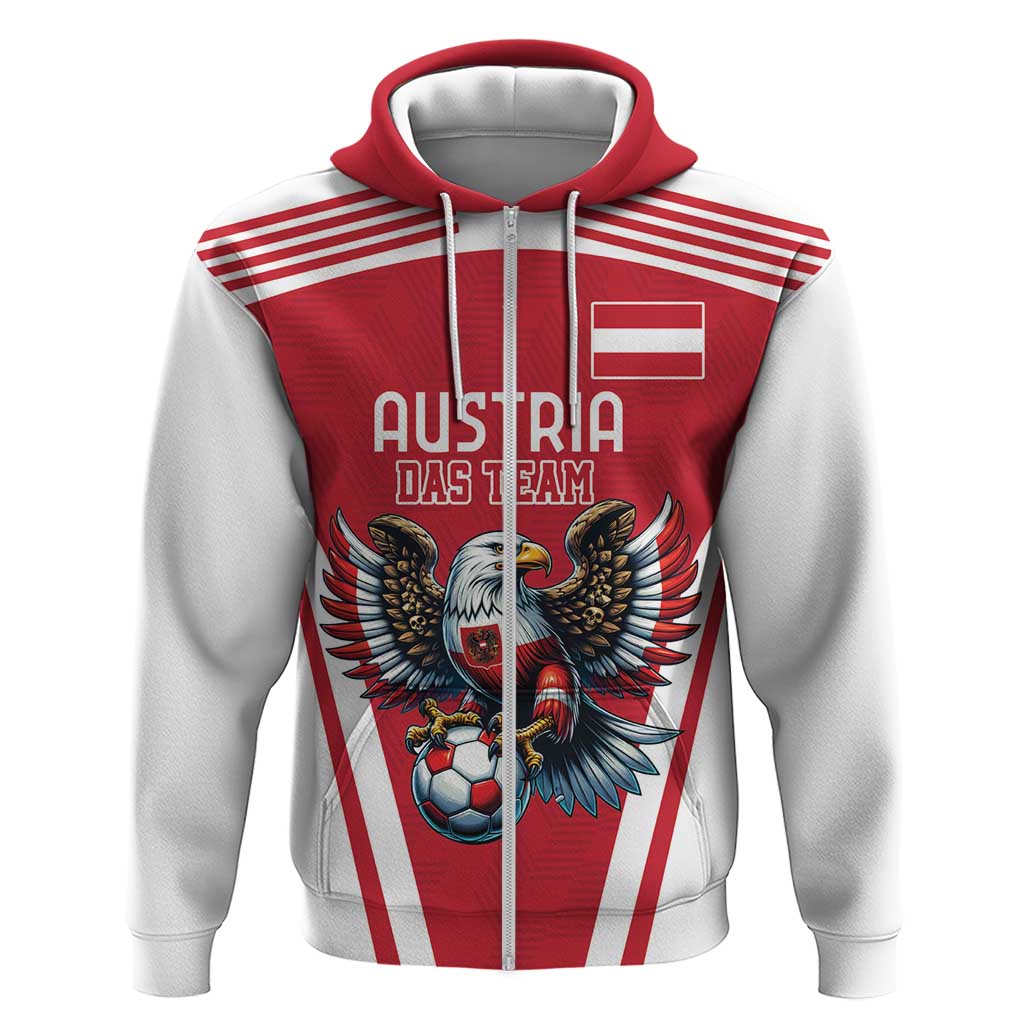 Custom Austria Football Zip Hoodie Das Team With Eagle Mascot - Wonder Print Shop