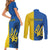 Ukraine Statehood Day 1918 Couples Matching Short Sleeve Bodycon Dress and Long Sleeve Button Shirt Coat Of Arms With Ukrainian Folk Pattern