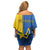 Ukraine Statehood Day 1918 Family Matching Off Shoulder Short Dress and Hawaiian Shirt Coat Of Arms With Ukrainian Folk Pattern