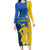 Ukraine Statehood Day 1918 Long Sleeve Bodycon Dress Coat Of Arms With Ukrainian Folk Pattern