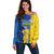 Ukraine Statehood Day 1918 Off Shoulder Sweater Coat Of Arms With Ukrainian Folk Pattern