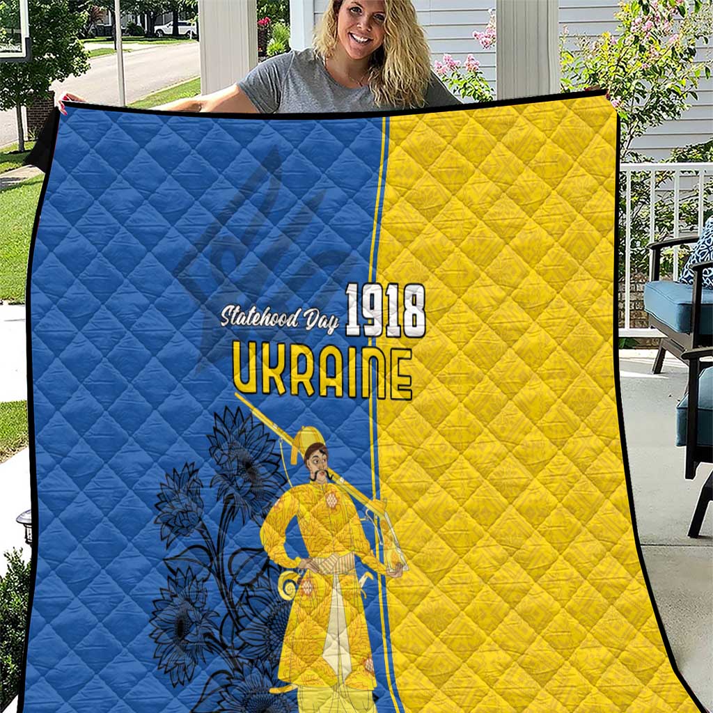 Ukraine Statehood Day 1918 Quilt Coat Of Arms With Ukrainian Folk Pattern