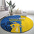 Ukraine Statehood Day 1918 Round Carpet Coat Of Arms With Ukrainian Folk Pattern