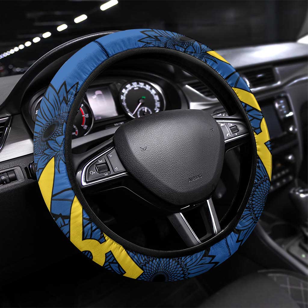 Ukraine Statehood Day 1918 Steering Wheel Cover Coat Of Arms With Ukrainian Folk Pattern