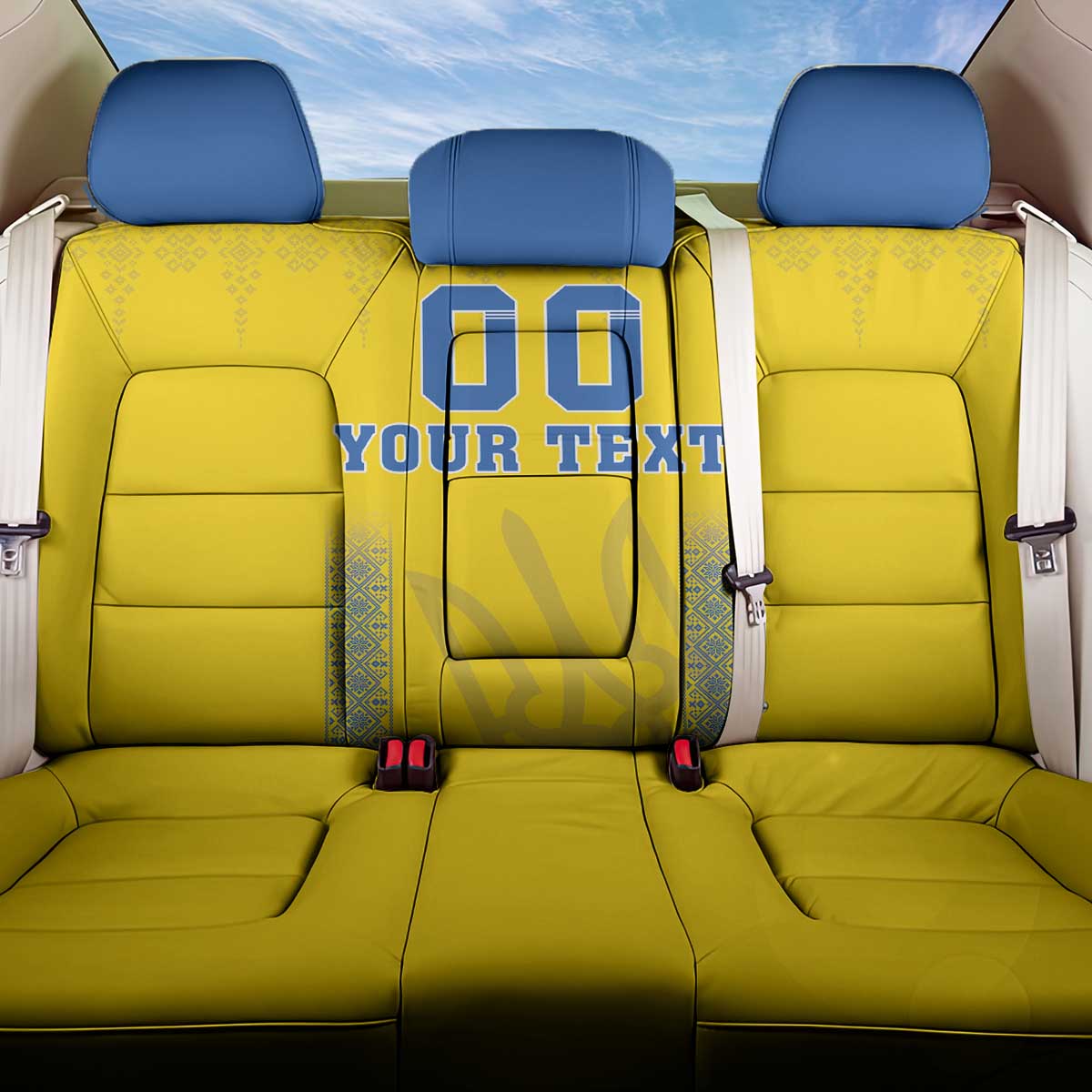 Custom Ukraine Football Back Car Seat Cover Come On Zbirna Yellow Version