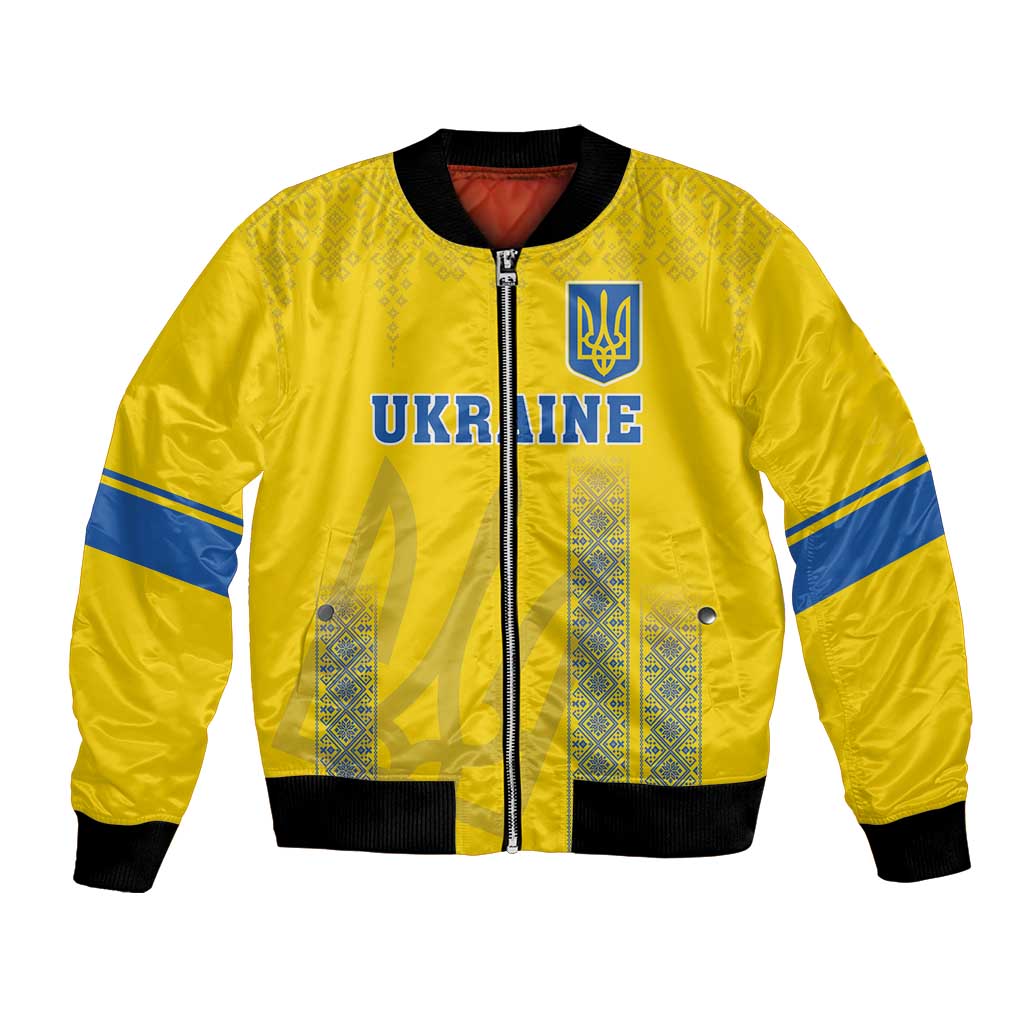 Custom Ukraine Football Bomber Jacket Come On Zbirna Yellow Version