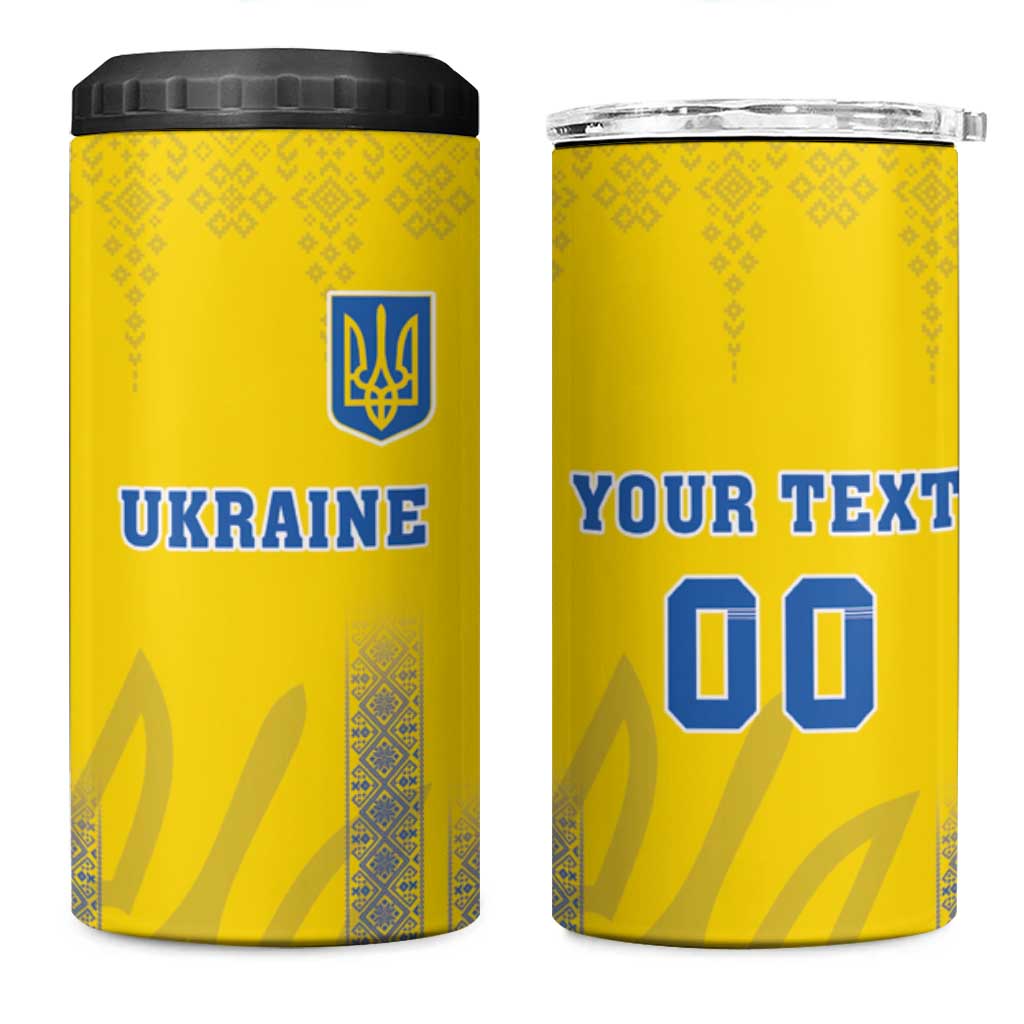 Custom Ukraine Football 4 in 1 Can Cooler Tumbler Come On Zbirna Yellow Version