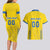 Custom Ukraine Football Couples Matching Long Sleeve Bodycon Dress and Hawaiian Shirt Come On Zbirna Yellow Version