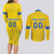 Custom Ukraine Football Couples Matching Long Sleeve Bodycon Dress and Long Sleeve Button Shirt Come On Zbirna Yellow Version