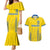 Custom Ukraine Football Couples Matching Mermaid Dress and Hawaiian Shirt Come On Zbirna Yellow Version