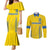 Custom Ukraine Football Couples Matching Mermaid Dress and Long Sleeve Button Shirt Come On Zbirna Yellow Version