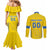 Custom Ukraine Football Couples Matching Mermaid Dress and Long Sleeve Button Shirt Come On Zbirna Yellow Version