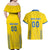 Custom Ukraine Football Couples Matching Off Shoulder Maxi Dress and Hawaiian Shirt Come On Zbirna Yellow Version