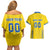 Custom Ukraine Football Couples Matching Off Shoulder Short Dress and Hawaiian Shirt Come On Zbirna Yellow Version