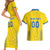 Custom Ukraine Football Couples Matching Short Sleeve Bodycon Dress and Hawaiian Shirt Come On Zbirna Yellow Version