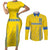 Custom Ukraine Football Couples Matching Short Sleeve Bodycon Dress and Long Sleeve Button Shirt Come On Zbirna Yellow Version