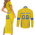 Custom Ukraine Football Couples Matching Short Sleeve Bodycon Dress and Long Sleeve Button Shirt Come On Zbirna Yellow Version