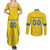 Custom Ukraine Football Couples Matching Summer Maxi Dress and Long Sleeve Button Shirt Come On Zbirna Yellow Version