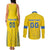 Custom Ukraine Football Couples Matching Tank Maxi Dress and Long Sleeve Button Shirt Come On Zbirna Yellow Version