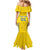 Custom Ukraine Football Family Matching Mermaid Dress and Hawaiian Shirt Come On Zbirna Yellow Version