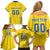 Custom Ukraine Football Family Matching Off Shoulder Short Dress and Hawaiian Shirt Come On Zbirna Yellow Version