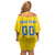 Custom Ukraine Football Family Matching Off Shoulder Short Dress and Hawaiian Shirt Come On Zbirna Yellow Version