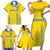 Custom Ukraine Football Family Matching Short Sleeve Bodycon Dress and Hawaiian Shirt Come On Zbirna Yellow Version