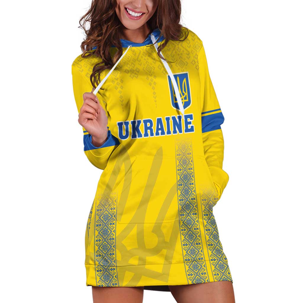 Custom Ukraine Football Hoodie Dress Come On Zbirna Yellow Version