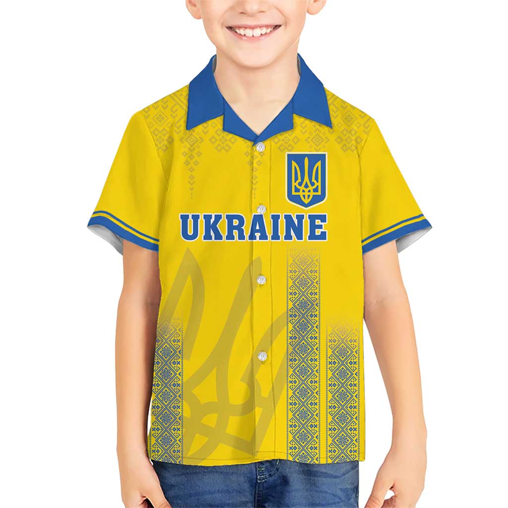 Custom Ukraine Football Kid Hawaiian Shirt Come On Zbirna Yellow Version