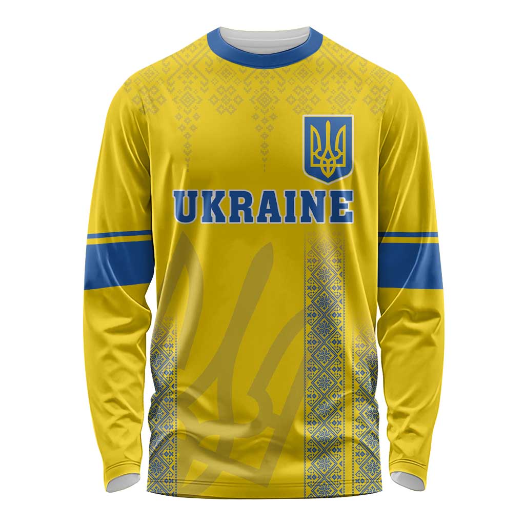 Custom Ukraine Football Long Sleeve Shirt Come On Zbirna Yellow Version