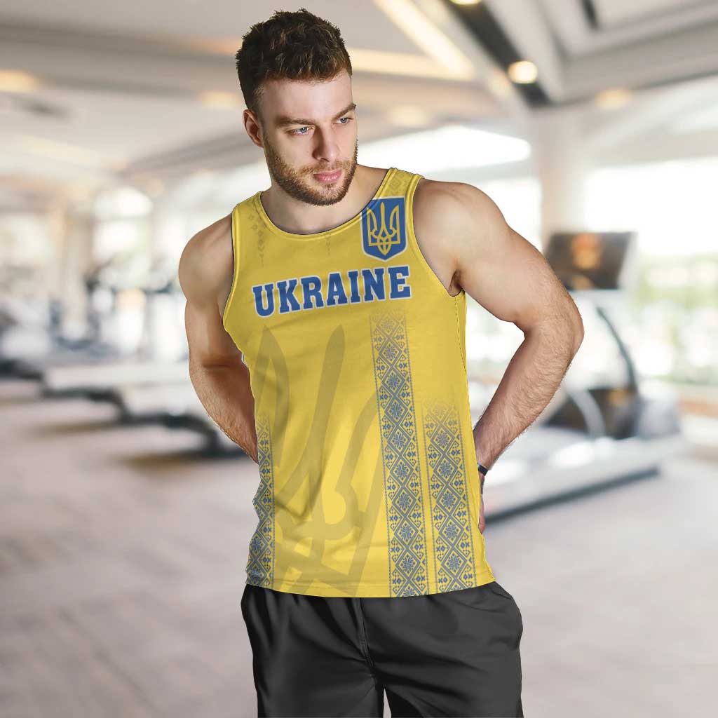 Custom Ukraine Football Men Tank Top Come On Zbirna Yellow Version