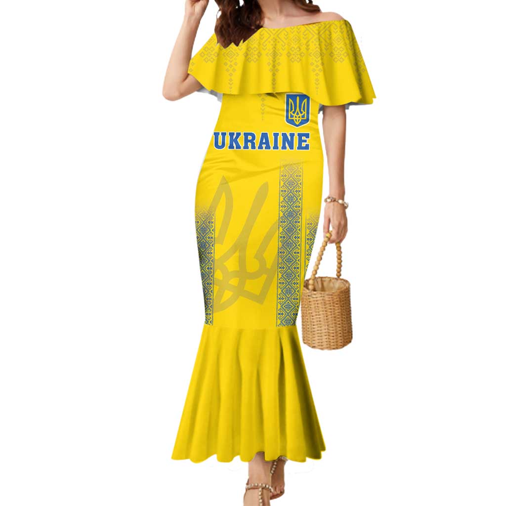 Custom Ukraine Football Mermaid Dress Come On Zbirna Yellow Version