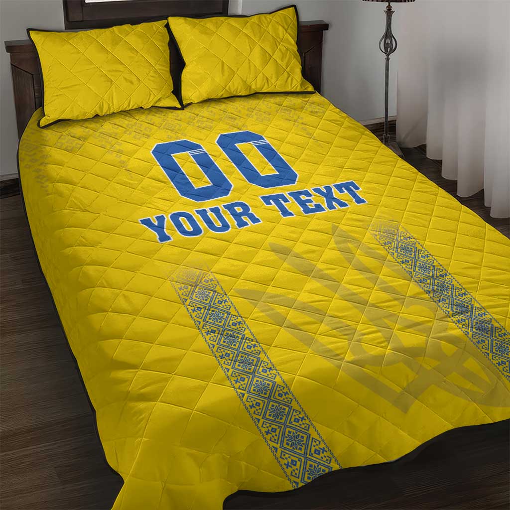 Custom Ukraine Football Quilt Bed Set Come On Zbirna Yellow Version