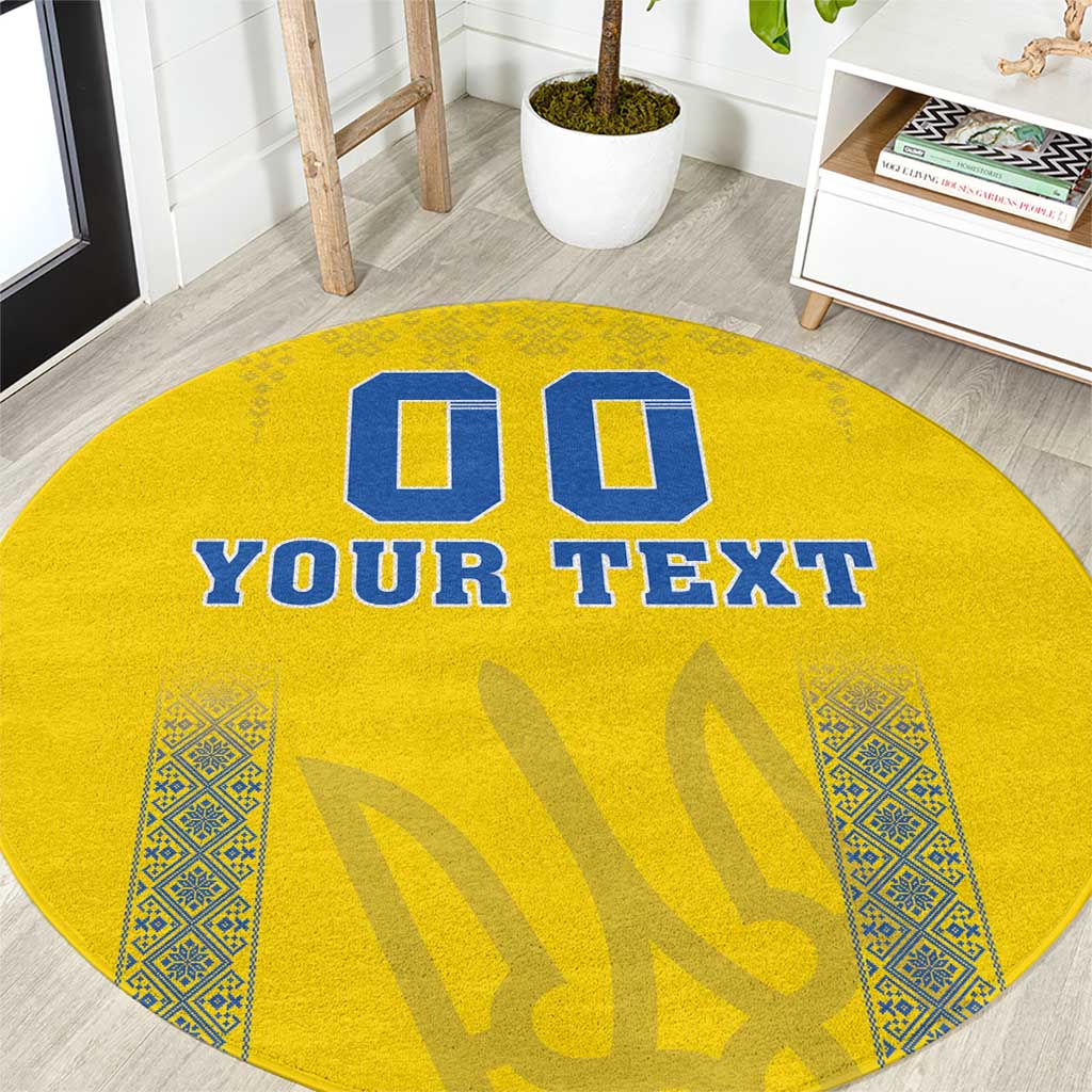 Custom Ukraine Football Round Carpet Come On Zbirna Yellow Version