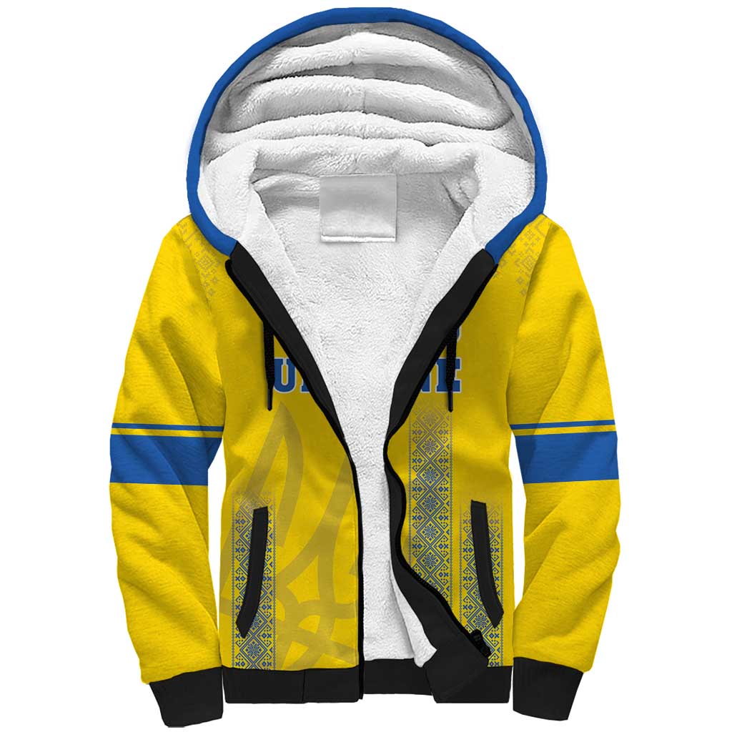 Custom Ukraine Football Sherpa Hoodie Come On Zbirna Yellow Version