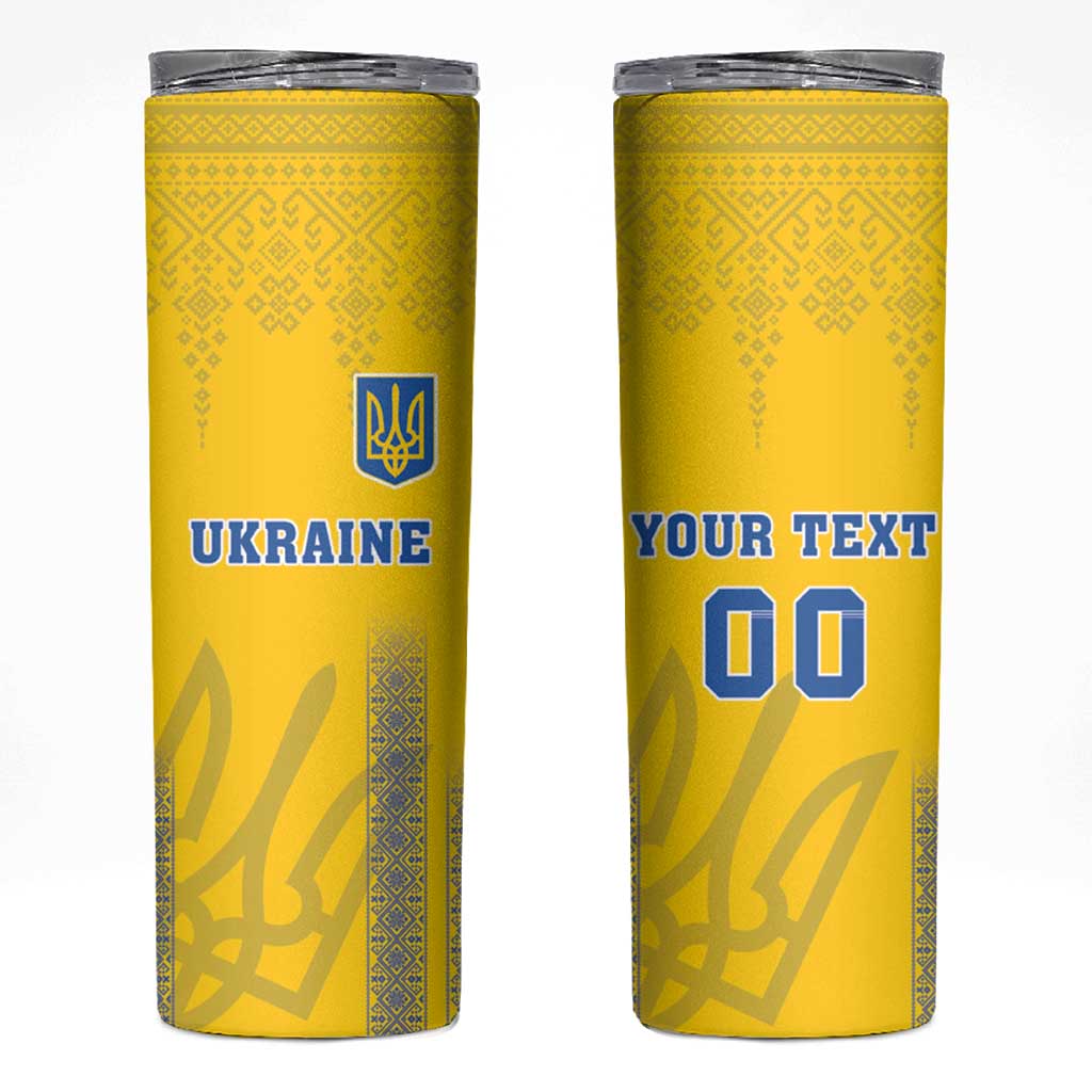 Custom Ukraine Football Skinny Tumbler Come On Zbirna Yellow Version