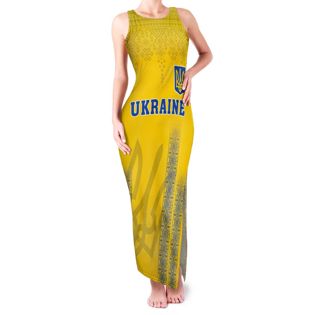 Custom Ukraine Football Tank Maxi Dress Come On Zbirna Yellow Version