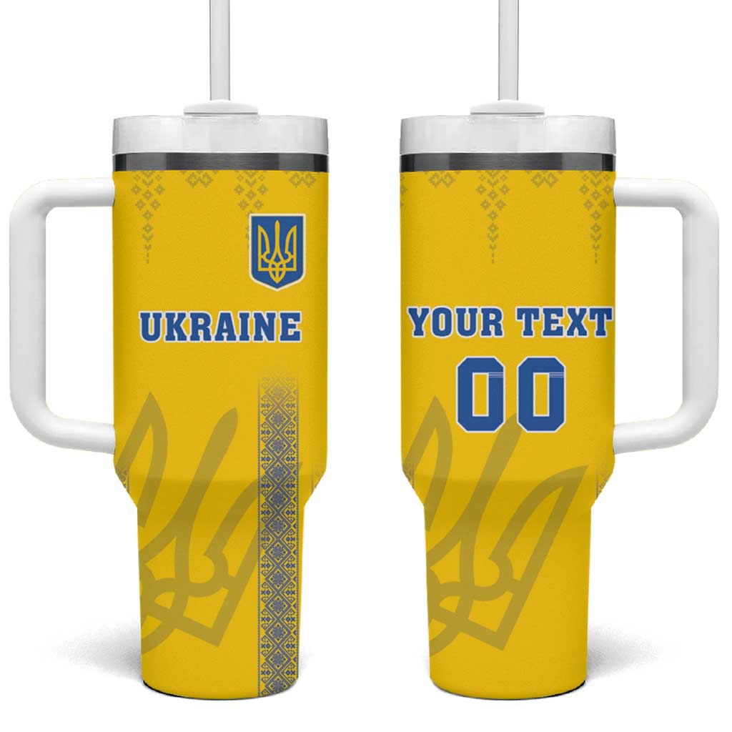 Custom Ukraine Football Tumbler With Handle Come On Zbirna Yellow Version