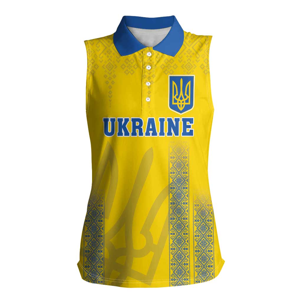 Custom Ukraine Football Women Sleeveless Polo Shirt Come On Zbirna Yellow Version