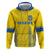 Custom Ukraine Football Zip Hoodie Come On Zbirna Yellow Version