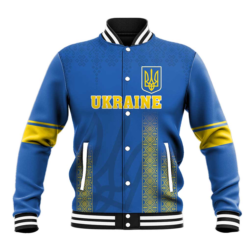 Custom Ukraine Football Baseball Jacket Come On Zbirna Blue Version