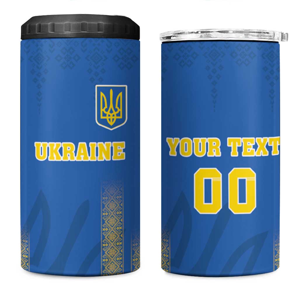 Custom Ukraine Football 4 in 1 Can Cooler Tumbler Come On Zbirna Blue Version