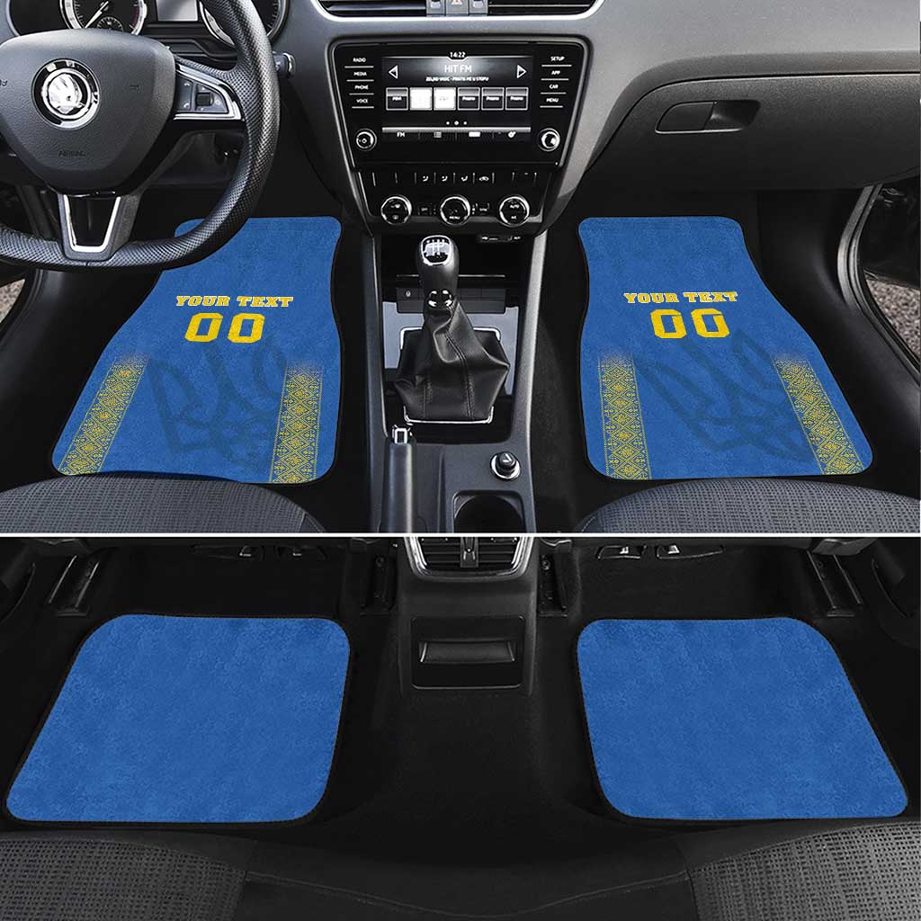 Custom Ukraine Football Car Mats Come On Zbirna Blue Version