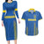 Custom Ukraine Football Couples Matching Long Sleeve Bodycon Dress and Hawaiian Shirt Come On Zbirna Blue Version