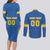 Custom Ukraine Football Couples Matching Long Sleeve Bodycon Dress and Long Sleeve Button Shirt Come On Zbirna Blue Version