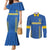 Custom Ukraine Football Couples Matching Mermaid Dress and Long Sleeve Button Shirt Come On Zbirna Blue Version