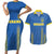 Custom Ukraine Football Couples Matching Short Sleeve Bodycon Dress and Hawaiian Shirt Come On Zbirna Blue Version